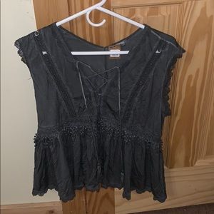 Womens grey lace detailed shirt